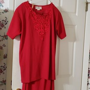 Two piece matching skirt and overtop